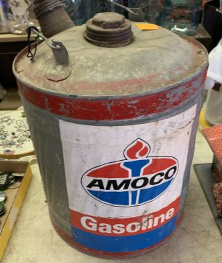 Vintage Standard Amoco 5 Gallon Motor Oil / Gas Can