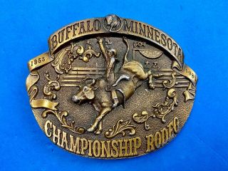 Vintage 1981 Buffalo Minnesota Rodeo Championship Belt Buckle By Rob Hirshon