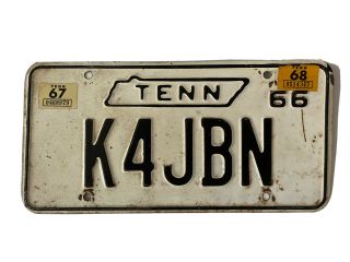 Vintage 1966 Tennessee License Plate - K4jbn Ham Radio Operator Specialty Plate