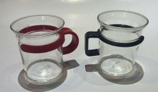 Vtg Bodum Black Red Bistro Glass Coffee Mugs Tea Cups Set Of 2 Star Trek