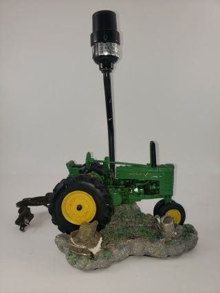 Vintage John Deere Green Tractor Resin Table Lamp 12 " Tall W/ No Shade 1999