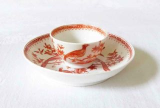 Small Antique 18th Century Worcester Porcelain Tea Bowl And Saucer C1770