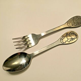 Vintage Baby Feeding Tommee Tippee 5 1/2 " Fork & Spoon Utensil Set Winnie The P