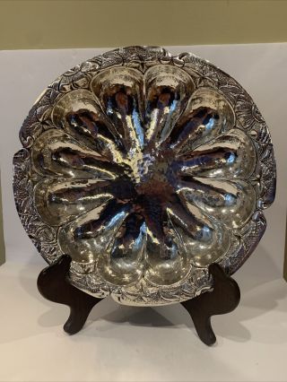 Antique Hand Hammered Arts & Crafts Silver Footed Fruit Bowl