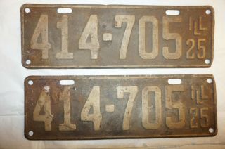 Vintage 1925 Illinois License Plates (2) - Wall Art Or Restore For Show: 414 - 705