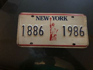 York Statue Of Liberty Press Conference Centennial 1886 - 1986 License Plate