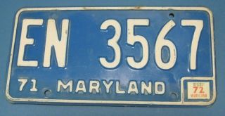 1971 1972 Maryland License Plate
