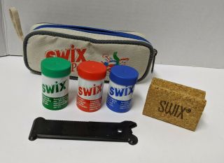 Vintage Swix Tour Pack Ski Wax Scraper Cork 50 Years Zippered Bag 1946 - 1996
