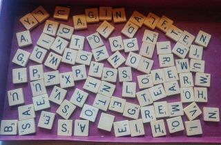 90 Scrabble Wood Tiles Vintage Letters Arts & Crafts Scrapbooking Replacements