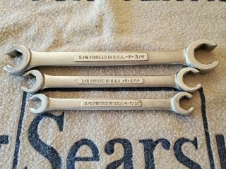 Vintage Craftsman - V - Flare Nut Line Wrench 3 Pc Set