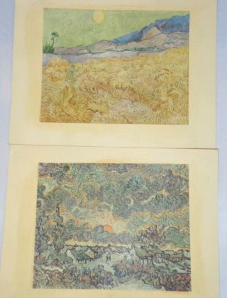 Vintage Set Of 2 Vincent Van Gogh " The Harvester  Storm Landscape "