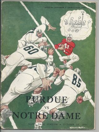 1951 Purdue Vs Notre Dame Football Program John Lattner Heisman