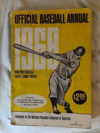 1968 Official Baseball Annual,  The National Baseball Congress Of America Non - Pro