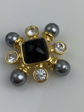 Vintage Joan Rivers Multi - Color Pearl Lucite Cabochon Flower Pin Brooch 3
