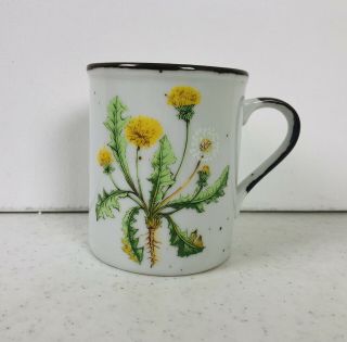Vintage Dandelion Japan Brown Speckle Stoneware Coffee Mug Tea Cup