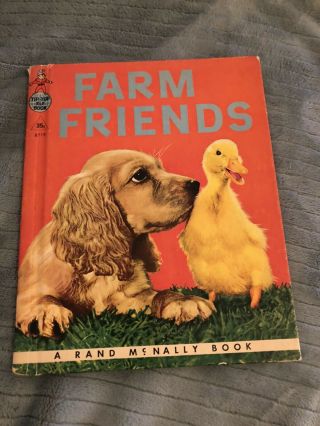 Vintage 1956 A Real Live Animal Book Farm Friends Rand Mcnally Children 