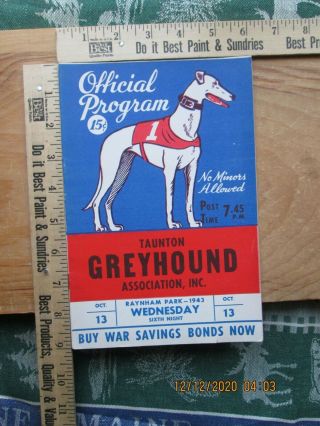 Raynham Park Greyhound Program 1943