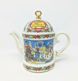 Vintage Sadler A Merry Christmas Holiday Teapot Design 2005894 Made In England