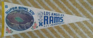 La Los Angeles Rams Bowl Xiv Nfc Champions Nfl Football Pennant Rose Bowl
