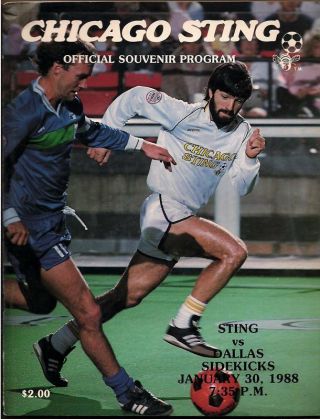 1988 Dallas Sidekicks Misl Soccer Program @ Chicago Sting - Ernie Buriano Fwil