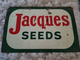Vintage Jacques Seeds Metal Rustic Sign Large