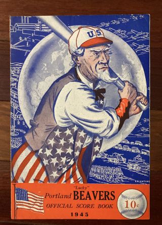 1945 Pcl Baseball Program Portland Beavers Vs Hollywood Stars Wwii Uncle Sam