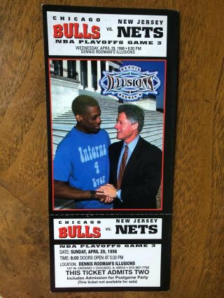 1998 Dennis Rodman’s Illusions Ticket Nba Playoffs Game 3 Chicago Bulls Nj Nets