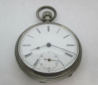 Antique 46mm Cylinder Pocket Watch.  800 Silver Case " D.  R.  P.  "