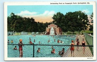 Swimming Pool Fassnight Park Springfield Missouri Mo Vintage Postcard B13