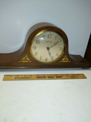 Antique Ingraham 8 Day Clock Pendulum Wood Mantle Clock Running