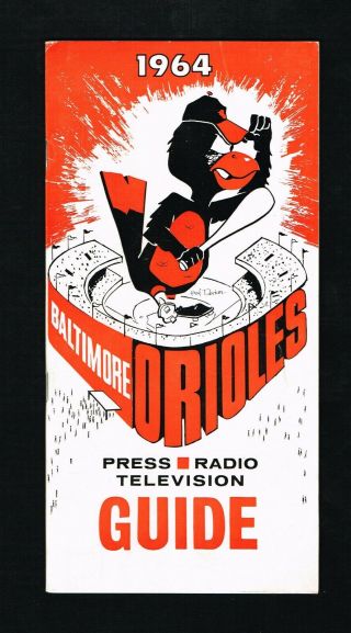 1964 Baltimore Orioles Mlb Baseball Press Media Guide W/ Schedule On Back Cover