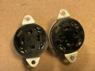 2 Vintage Cinch 2c7 Sockets For 1 3/8 " Mallory Fp Can Capacitor 7 - Pin Black