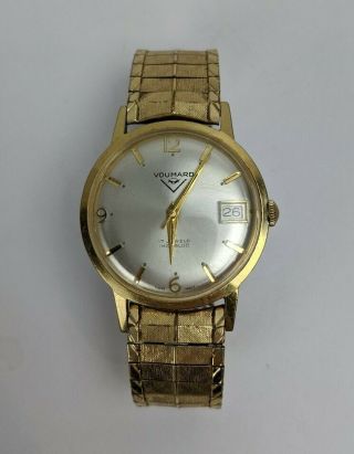 Vintage Rare Voumard 17j Incabloc Classic Wind Up Date Wrist Watch 1960 
