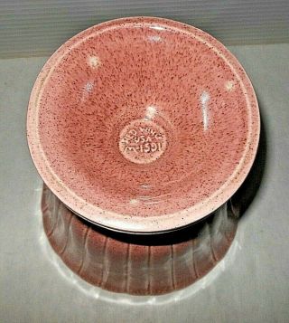 Mid Century Vintage Red Wing Pottery Pink Speckled Footed Planter M - 1591 3