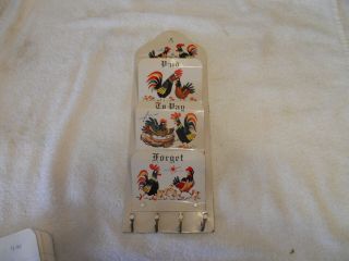 Vintage Artmark Metal Rooster Wall Mount Mail Organizer With Key Holder