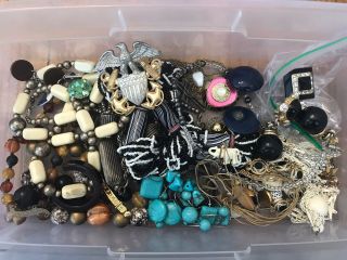 Vtg Jewelry Parts Repair Crafting Acrylic Beads Rhinestone Earrings Necklaces