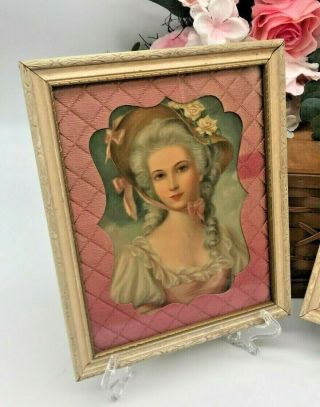 Vintage Pair Victorian Lady & Man Wood Framed Prints Quilt Matt Art 9 