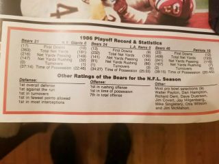 1985 - 86 Chicago Bears Bowl Poster (Dan Hampton Auto) 2
