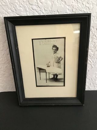 Vintage Tuesday Ironing Framed Photo Young Girl With Sad Iron 1907 By A Hansen