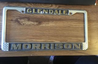 Vintage Glendale Morrison Auto Car Dealer Metal Tag Frame (ca Dodge Dealer)