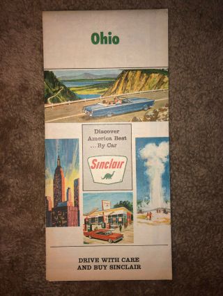 Vintage Ohio 1966 Sinclair Gasoline Road Map