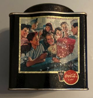 Coca Cola Tin Box Collectible 1988 Teenagers At Soda Counter Drug Store Vintage