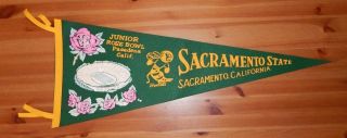 Vintage 1968 Sacramento State Hornets Junior Rose Bowl College Football Pennant