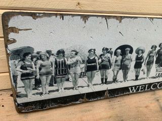 Antique Rustic Style Beach Babes Panoramic Wood Printed Sign AWESOME 6x48 2