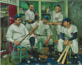Babe Ruth,  Lou Gehrig,  Joe Dimaggio,  Mickey Mantle,  Derek Jeter 8x10 Art Print Yanks