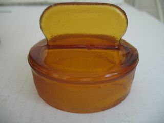 Vintage Amber Glass Apothecary Canister Jar Ground Tab Handle Stopper 3