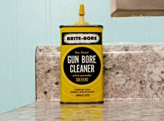 Vintage Brite Bore Gun Cleaner Handy Oiler Oil Advertising Tin Can Display