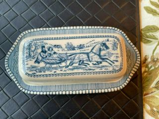 Vintage Royal Currier & Ives Butter Dish " The Road Winter "