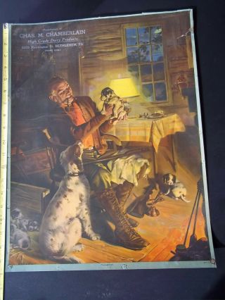 Vintage Hunting Poster " Thoroughbreds " Chamberlain Dairy Bethlehem Pa.  530