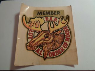 Vintage Loyal Order Of Moose Member Car Sticker Dated 1966 Nos Htf